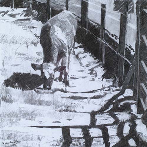 Cow & Gate Charcoal Drawing