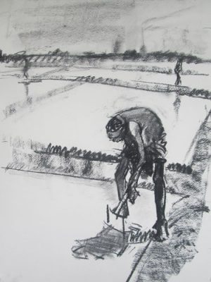 Salt Pan Worker - a charcoal drawing by Ashton Chadwick