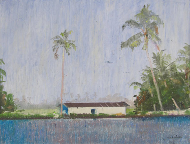 Backwater House - Oil Pastel painting