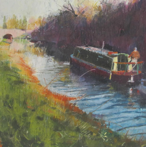 Canal Boat Approaching Bridge