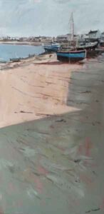 Seascape oil painting - St Mary's Boats